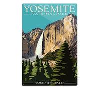 Targa in metallo con Yosemite National Park, California, Yosemite Falls, stile vintage, decorazione rustica, per grotta caffetteria, bar, camera da letto, casa, decorazione da parete, stile