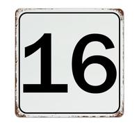 Targa in metallo da appendere con numero 16, decorazione da parete, per cancello, cabina, terrazza, numero civico, indirizzo, poster artistico, regalo per dormitorio, 30,5 x 30,5 cm