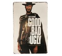 Targa in metallo da parete | Clint Eastwood The Good the Bad and the Ugly 20,3 x 30,5 cm | Decorazione artistica per casa d'affari, bar, garage, grotta, stampa in stile classico