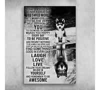 Targa in metallo da parete con cane Alaskan Malamute Today Is A Good Day To Have A Great Day To Smile More per ristorante, bar, casa, cortile, 30,5 x 40,6 cm