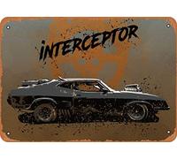 Targa in metallo dall'aspetto vintage - Mad Max Fury Road Cars Interceptor Mad Max - 20,3 x 30,5 cm