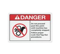 Targa In Metallo Danger Do Not Proceed Until Machine Has Completely Stopped Tin Sign Divertente Metal Signboard Decorative Poster Segno Lamiera Per Garage Cucina Cafe 20X30CM
