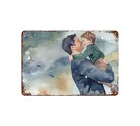 Targa In Metallo Depiction Of A Father Joyfully Carrying His Son Cartello In Metallo Caverna Dell'Uomo Metal Tin Signs Per Man Cave Toilette Decorazione Murale S