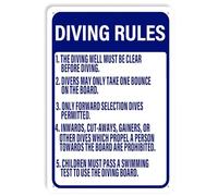 Targa in metallo divertente con regole subacquee, The Diving Well Must Be Clear Before Diving Warning Metal Signs Piscina Decorazione da parete per casa, piscina, interni ed esterni, 20,3 x 30,5 cm