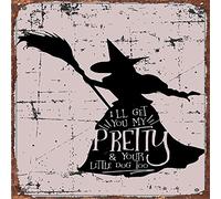 Targa in metallo divertente con scritta in inglese "I 'll get you my pretty & your little dog too", decorazione da parete in metallo BarTavernPubClub, 30,5 x 30,5 cm