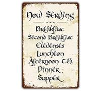 Targa in metallo divertente in stile vintage, con scritta "Second Breakfast Kitchen", regalo per i fan del LOTR, 20,3 x 30,5 cm