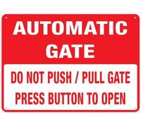 Targa In Metallo Do Not Push Pull Gate Press Button To Open Arte Murale Caverna Dell'Uomo Cartello In Metallo Per Man Cave Club Bagno M