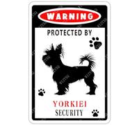 Targa In Metallo Dog Warning Protected By Yorkiei Security Warning Targa In Ferro Retrò Poster Per Bar Esterno Giardino Pub S