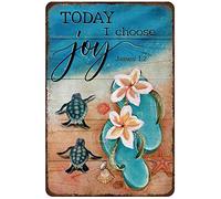 Targa In Metallo Flip Flops Beach Turtle Beach Today I Choose Joy Vintage Tin Sign Decorative Metal Signboard Retrò Poster Segno Lamiera Per Cafe Cucina Ristorante S