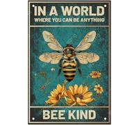 Targa In Metallo Flower And Bee In A World Where You Can Be Anything Quadri Metallo Divertente Tin Signs Per Casa Ufficio Ristoranti Bagno S