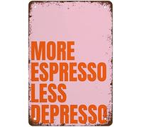 Targa In Metallo Funny More Espresso Less Depresso Colorful Colorful Coffee Pannello Poster Retrò Targhe Metallo Nostalgica Targa Con Stampe Per Cafe Ristorante Cucina S