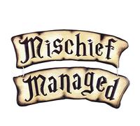 Targa in metallo goffrata con scritta in lingua inglese "Mischief Managed" di Harry Potter, decorazione da parete per camera da letto o sala