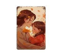Targa In Metallo Golden Affection: A Mother And Child In A Loving With The Child Holding A Flower Bathed In A Warm Golden Glow Targhe Metallo Poster Segno Lamiera Vintage Metal Signboard S