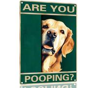 Targa In Metallo Golden Retriever Are You Pooping Arte Murale Regalo Di Compleanno Cartelli In Latta Per Man Cave Bagno Decorazione Murale M