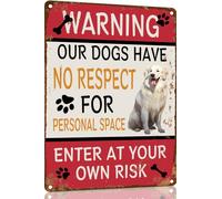 Targa In Metallo Great Pyrenees Warning Our Dogs Have No Respect Arte Murale Caverna Dell'Uomo Cartelli In Latta Per Toilette Bagno Man Cave M