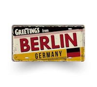 Targa in Metallo “Greetings from” - Cartello Decorativo da Parete Vintage 30x15cm - Città del Canada, Australia e Nuova Zelanda - Stile Retrò (10 Berlin)