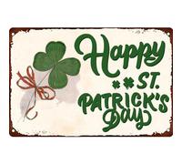 Targa In Metallo Happy St. Patrick'S Day Targhe Metallo Divertente Poster Segno Lamiera Nostalgica Metal Signboard Per Bagno Cucina Ristorante 20X30CM