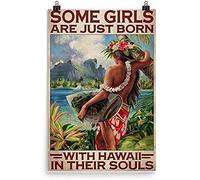 Targa in Metallo Hawaii - Ragazze Nate Con Le Hawaii Nell'Anima - Stampe Vintage Retrò Da Parete Per Ristorante Cucina Casa M