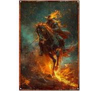 Targa In Metallo Hellfire Warrior & Steed Battle Scene Arte Murale Personalizzato Segno Di Latta Per Bagno Club Man Cave S
