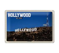 Targa in metallo | Hollywood USA | Decorazione nostalgica | 20 cm x 30 cm
