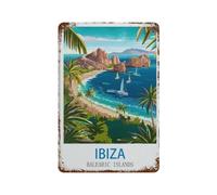Targa in metallo, Ibiza, stile vintage, Isole Baleari, targa in latta per casa, cucina, bar, caffetteria, club, decorazione da parete (30 x 40 cm), B71