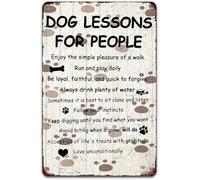 Targa in metallo in stile retrò "Lezioni per cani per persone", 20x30 cm. Adatta per giardino, esterni, cucina, casa, bar, pub, caverna dell'uomo, come poster decorativo da parete o come regalo.