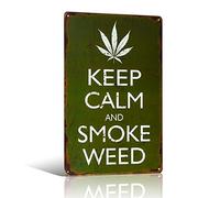Targa in metallo in stile vintage con scritta "Keep Calm and Smoke Weed"