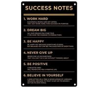 Targa In Metallo Inspirational Success Notes Work Hard Dream Big Be Happy Metal Signboard Decorative Poster Segno Lamiera Vintage Targhe Metallo Per Ristorante Cucina Bagno 20X30CM