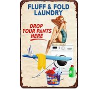 Targa In Metallo Laundry Room Fluff ＆ Fold Laundry Drop Your Pants Here Quotes Pin Up Girl Tin Sign Decorative Targhe Metallo Vintage Poster Segno Lamiera Per Ristorante Cucina Soggiorno 20X30CM