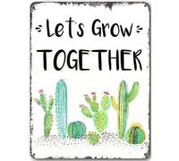 Targa In Metallo Let'S Grow Together Cactus Theme Cactus Classroom Teacher Targhe Metallo Nostalgica Tin Sign Decorative Poster Segno Lamiera Per Cucina Ristorante Soggiorno 20X30CM