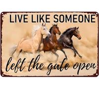 Targa In Metallo Live Like Someone Left The Gate Open - Retro Poster Segno Lamiera Decorative Targhe Metallo Vintage Tin Sign Per Cucina Ristorante Camera Da Letto M