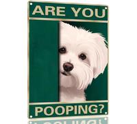 Targa In Metallo Maltese Dog Are You Pooping Cartelli In Latta Stile Divertente Metal Tin Signs Per Man Cave Bagno Decorazione Murale M