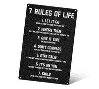 Targa in metallo motivazionale 7 Rules of Life, decorazione da parete per camera da letto, ufficio e camera degli adolescenti (20 x 30 cm)