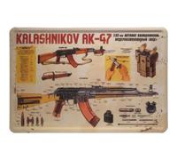 Targa in metallo, motivo: “Fucile Kalashnikov AK-47”, dimensioni: 20 x 30 cm, in latta 146.