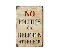 Targa In Metallo No Politics Or Religion At The Tin Sign Decorative Targhe Metallo Nostalgica Poster Segno Lamiera Per Cucina Garage Cafe M