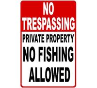 Targa In Metallo No Trespassing Private Property No Fishing Allowed Arte Murale Aziendale Cartelli In Latta Per Toilette Club Man Cave S