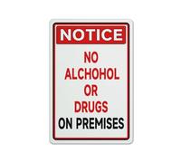 Targa In Metallo Notice No Alcohol Or Drugs On Premises Rules Warning Targhe Metallo Nostalgica Metal Signboard Vintage Poster Segno Lamiera Per Ristorante Cucina Cafe S