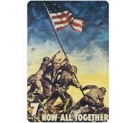 Targa In Metallo Now All Together Iwo Jima Vintage World War Ii Two Ww2 Wwii Usa Military Cartelli In Metallo Durevole Impermeabili Poster Segno, Per Uffici, Cucina, Garage, 20x30cm