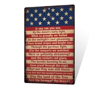 Targa in metallo patriottica, con scritta "O Say Can You See,By The Dawn's Early Right", targa in latta con bandiera americana, decorazione per casa, bar, club, caffetteria, uomo, 30,5 x 40,6 cm