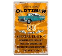 Targa in Metallo per 50° Compleanno, Scudo 50 Anni, Classico, Regalo e Idea per Il 50° Anniversario, Decorazione Come Biglietto