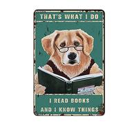 Targa in metallo per esterni con scritta in lingua inglese "That's What I Do I Read Books and I Know Things", targa in metallo retrò per decorazione da parete per la casa e il caffè, 20,3 x 30,5 cm