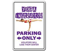 Targa in metallo per insegnante di yoga, parcheggio, allenamento, palestra, fitness, mantra, insegnante, bar, pub, casa, decorazione artistica da parete, 20 x 30 cm