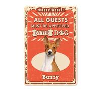 Targa In Metallo Personalized Dog Name Basenji Dog All Guests Must Be Approved By The Dog Poster Segno Lamiera Retrò Targhe Metallo Decorative Metal Signboard Per Garage Cafe Cucina M