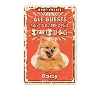 Targa In Metallo Personalized Dog Name Funny Keeshond Dog All Guests Must Be Approved By The Metal Signboard Decorative Poster Segno Lamiera Retrò Targhe Metallo Per Cucina Garage Cafe S