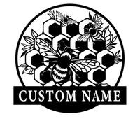Targa in metallo personalizzata con api e nido d'ape, targa personalizzata ispirata alla natura per casa, giardino, aree esterne, regalo per gli amanti delle api e gli appassionati della natura