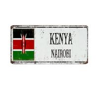 Targa in metallo personalizzata con bandiera del Kenya, per esterni, alla moda, chic, per terrazza, campagna, souvenir, decorazione per la casa, per camera da letto, sala da pranzo, ristoranti, 15,5 x