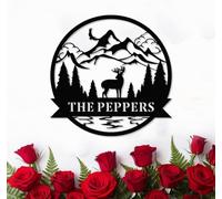 Targa in metallo personalizzata con cognome, decorazione da parete in metallo con monogramma a lettera divisa, cartello personalizzato per il nome della famiglia, arte rustica da parete, regali di