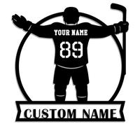 Targa in metallo personalizzata con motivo hockey su ghiaccio, decorazione da parete per la stanza dei ragazzi, la grotta degli uomini, il garage o il bar sportivo (Design-3)