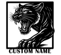Targa in metallo personalizzata Pantera - Nome personalizzato Black Panther Wall Art - Decorazione in ferro per garage, grotta dell'uomo o sala giochi