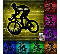 Targa in metallo personalizzata per mountain bike Targa in metallo personalizzata per bici da parete Luci a LED Insegna al neon per mountain bike Targa per bicicletta personalizzata per cabina